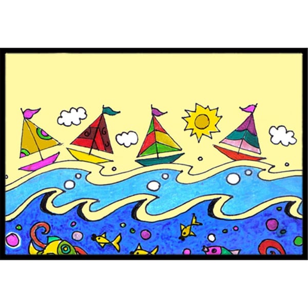 Carolines Treasures Summer Sail Away Sailboats Indoor and Outdoor Mat- 24 x 36 in. PJC1105JMAT - main
